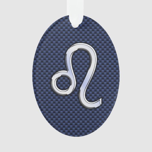 クロムライクレオ〔占星術の〕十二宮図サインブルーカーボンファイバー オーナメント (正面)