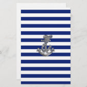 クロムライクロープいかりオン航海のストライプ 便箋 (正面/裏面)