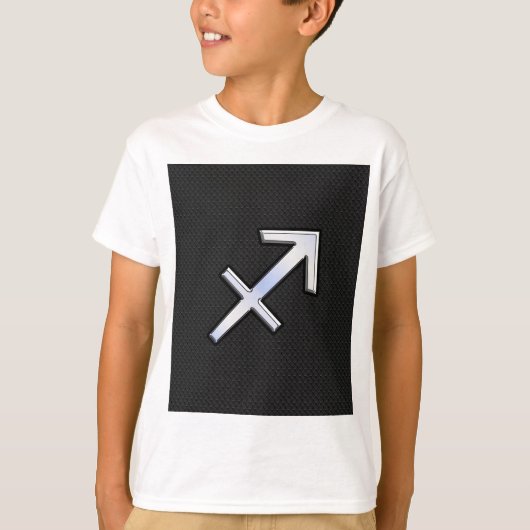 クロムライク射手座〔占星術の〕十二宮図サインオンブラック Tシャツ (正面)