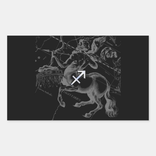 クロムライク射手座〔占星術の〕十二宮図サインヘベリウス 長方形シール (正面)