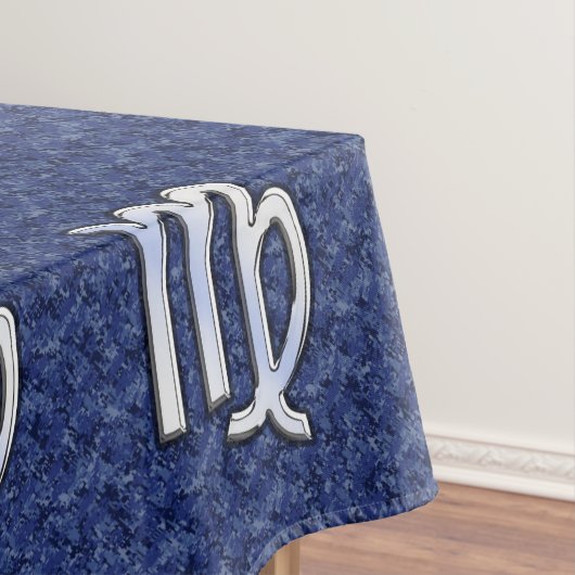 クロムライク《星座》乙女座〔占星術の〕十二宮図サインオンブルーデジタル迷彩柄 テーブルクロス (インサイチュ)