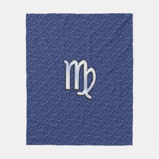 クロムライク《星座》乙女座〔占星術の〕十二宮図サインオンブルーデジタル迷彩柄 フリースブランケット (正面)