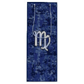 クロムライク《星座》乙女座〔占星術の〕十二宮図サインオンブルーデジタル迷彩柄 ワインギフトバッグ (正面)