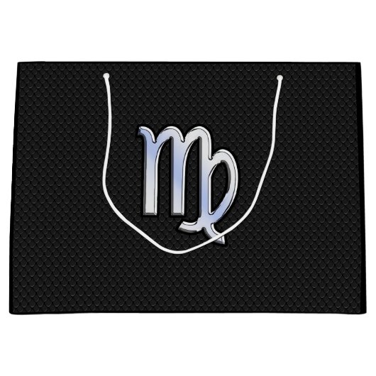 クロムライク《星座》乙女座〔占星術の〕十二宮図スネークスキンのサイン ラージペーパーバッグ (正面)