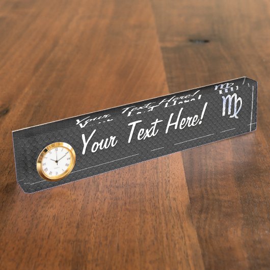 クロムライク《星座》乙女座〔占星術の〕十二宮図ブラックスネークスキン デスクネームプレート (側面)