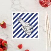 クロムライトハウスオンネイビーストライププリント スタンダードカクテルナプキン (インサイチュ)