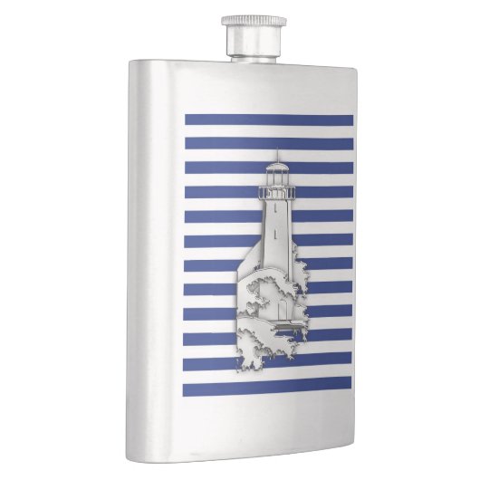 クロムライトハウスオンネイビーストライププリント フラスク (右)
