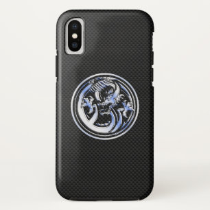 クロムライドラゴンクレストカーボンファイバープリント iPhone XSケース
