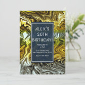クロムリキッドメタリック金ゴールドシルバーバースデーパーティー 招待状 (スタンド正面)
