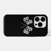 クロムレーシングフラグ(黒) iPhoneケース (裏面横)