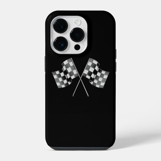 クロムレーシングフラグ(黒) iPhoneケース (裏面)