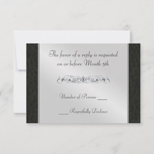 クロム及びのどの革によって飛ぶハートRSVPの招待状 出欠カード (裏面)