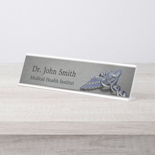 クロム専門職の医学のケリュケイオンの机の名札 デスクネームプレート (正面)
