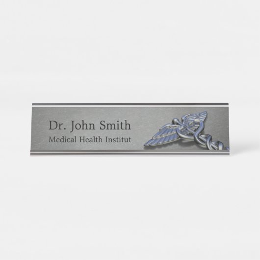 クロム専門職の医学のケリュケイオンの机の名札 デスクネームプレート (正面)