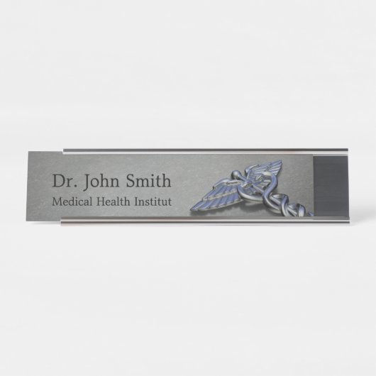 クロム専門職の医学のケリュケイオンの机の名札 デスクネームプレート (正面)