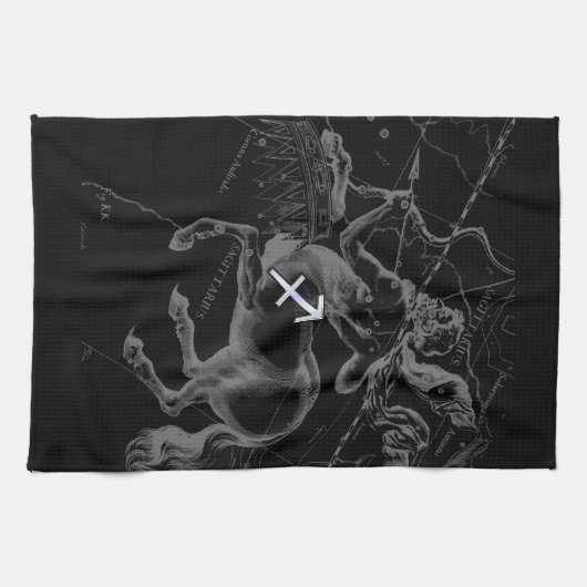 クロム射手座〔占星術の〕十二宮図サインヘベリウス1690 キッチンタオル (横)