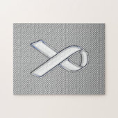 クロム様ホワイトリボン認識度炭素繊維 ジグソーパズル (横)