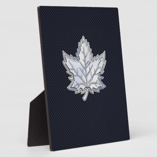 クロム様メープルリーフ炭素繊維プリント フォトプラーク (側面)