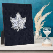 クロム様メープルリーフ炭素繊維プリント フォトプラーク (側面)