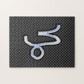 クロム様山羊座サインブラックカーボン繊維 ジグソーパズル (横)