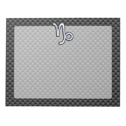 クロム様山羊座サインブラックカーボン繊維 ノートパッド (正面)