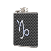 クロム様山羊座サインブラックカーボン繊維 フラスク (左)