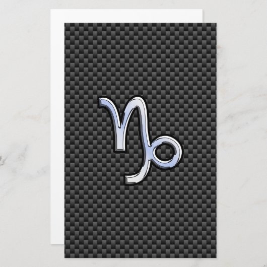 クロム様山羊座〔占星術の〕十二宮図サインオンカーボンファイバー 便箋 (正面/裏面)