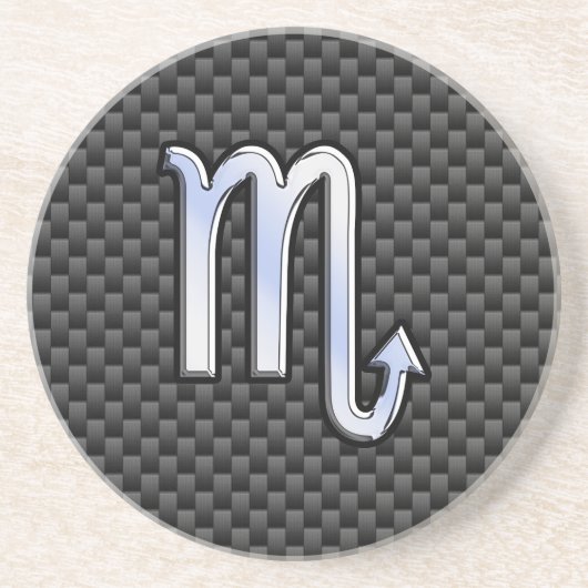 クロム様蠍座〔占星術の〕十二宮図標識炭素繊維プリント コースター (正面)