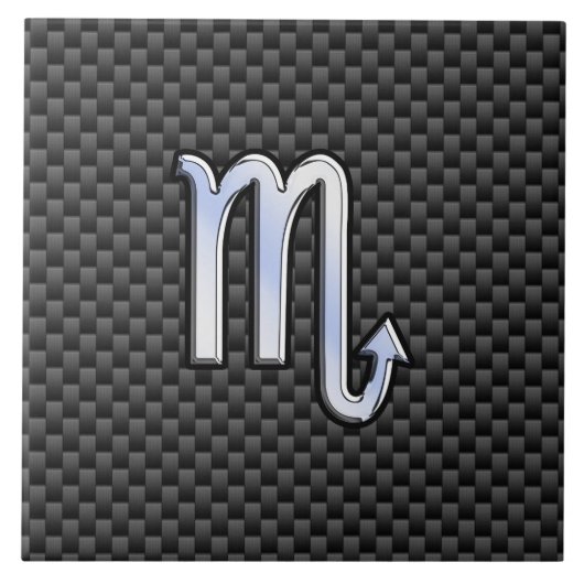 クロム様蠍座〔占星術の〕十二宮図標識炭素繊維プリント タイル (正面)