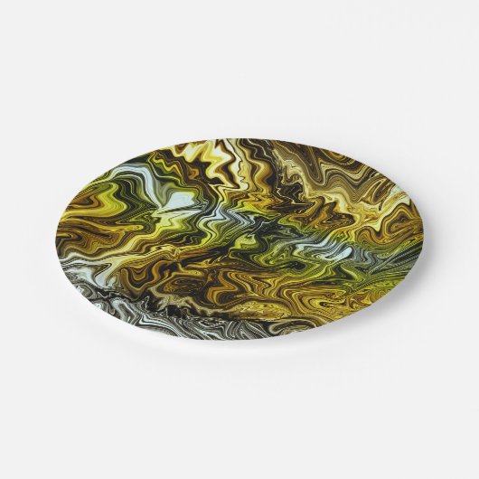 クロム液状金属金ゴールド銀クールパーティー ペーパープレート (アングル)