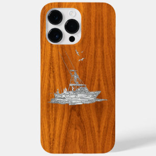 クロム深いシー魚釣りボートオンチークヴェネアプリント Case-Mate iPhone 14 PRO MAXケース