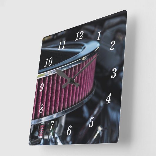 クロム空気取り込み壁クロック スクエア壁時計 (傾斜)