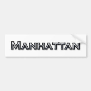クロム終わりのマンハッタンNY文字のロゴ バンパーステッカー