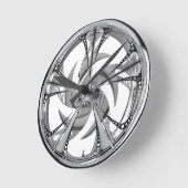 クロム縁 ラウンド壁時計 (傾斜)