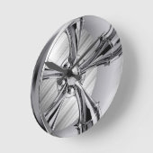 クロム縁 ラウンド壁時計 (傾斜)
