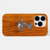 クロム航海のいかりオンチークウッド Case-Mate iPhoneケース (裏面 (横))