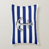クロム航海のいかりオンネイビーストライププリント アクセントクッション (正面(垂直))