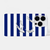 クロム航海のシャークオンネイビーストライププリント Case-Mate iPhoneケース (裏面 (横))