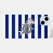 クロム航海のマーメイドオンネイビーストライププリント Case-Mate iPhoneケース (裏面 (横))