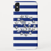 クロム航海のヨット国旗オンネイビーストライププリント Case-Mate iPhoneケース (裏面)