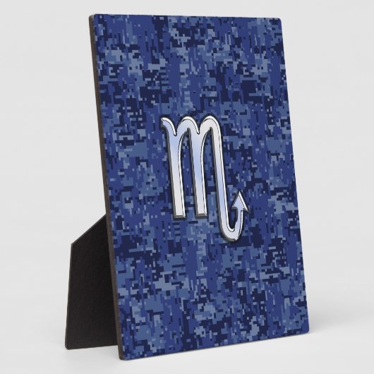 クロム蠍座〔占星術の〕十二宮図サインオンネイビーブルー迷彩柄 フォトプラーク (側面)