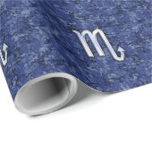 クロム蠍座〔占星術の〕十二宮図サインオンネイビーブルー迷彩柄 ラッピングペーパー (ロールコーナー)