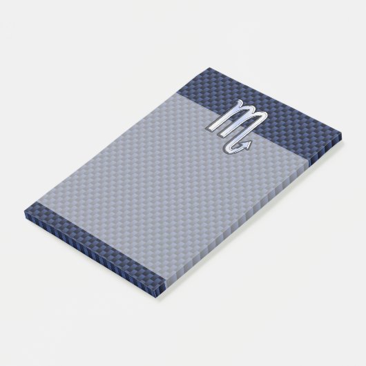 クロム蠍座〔占星術の〕十二宮図サインオンブルーカーボンファイバー ポストイット (アングル)