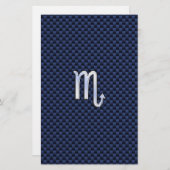 クロム蠍座〔占星術の〕十二宮図サインオンブルーカーボンファイバー 便箋 (正面/裏面)