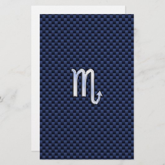 クロム蠍座〔占星術の〕十二宮図サインオンブルーカーボンファイバー 便箋 (正面/裏面)