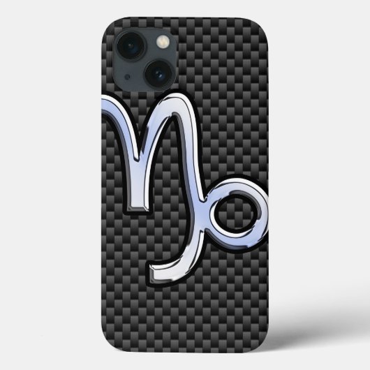 クロム調山羊座〔占星術の〕十二宮図サインオン炭素繊維 Case-Mate iPhoneケース (裏面)