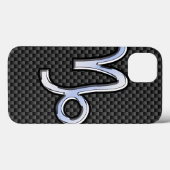 クロム調山羊座〔占星術の〕十二宮図サインオン炭素繊維 Case-Mate iPhoneケース (裏面 (横))