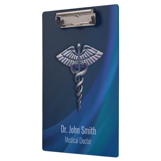 クロム3Dダークホログラフィックメディカルカドゥセウス クリップボード (左)
