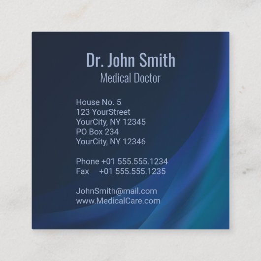 クロム3Dダークホログラフィックメディカルカドゥセウス スクエア名刺 (裏面)