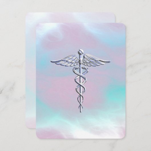 クロメライクカドゥケウス医療シンボルマザーパール (正面/裏面)